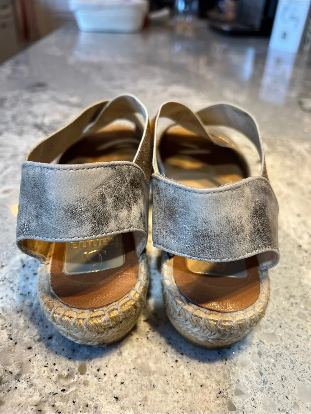 kanna Metallic Silver and Gold Cross-Strap Espadrille Sandals EU38 US7.5/8